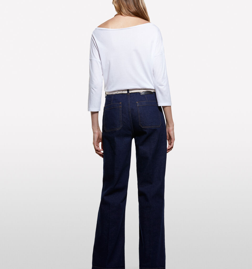 T-shirt blanc à col bateau - t-shirts à manches longues pour femme - Blanc | Sisley image number 2